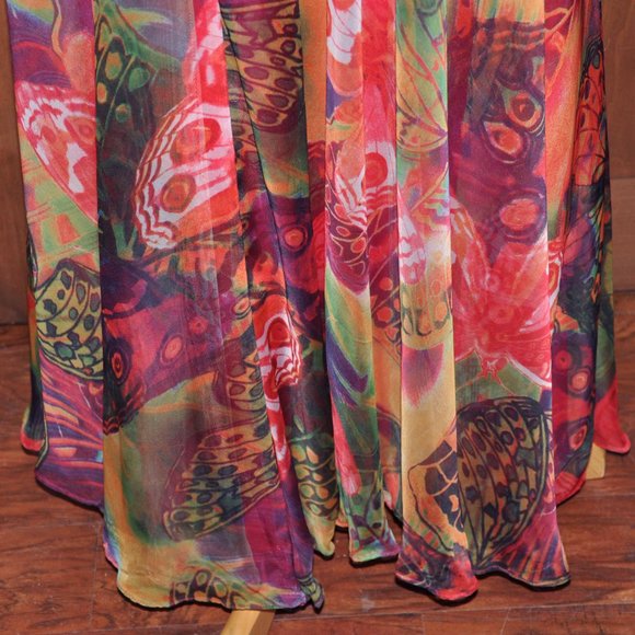 Frenchy by Heather French Henry Colorful Boho Strapless Chiffon Maxi Gown - Picture 3 of 7